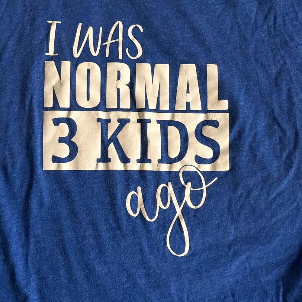 I Was Normal 3 Kids Ago Off The Shoulder Blue Tee
